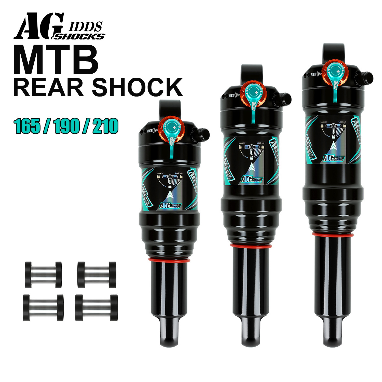 Mountain Biking Downhill - AGSHOCKS MTB リアショック 自転車 165/190/210MM シングル/デュアルエアチャンバー