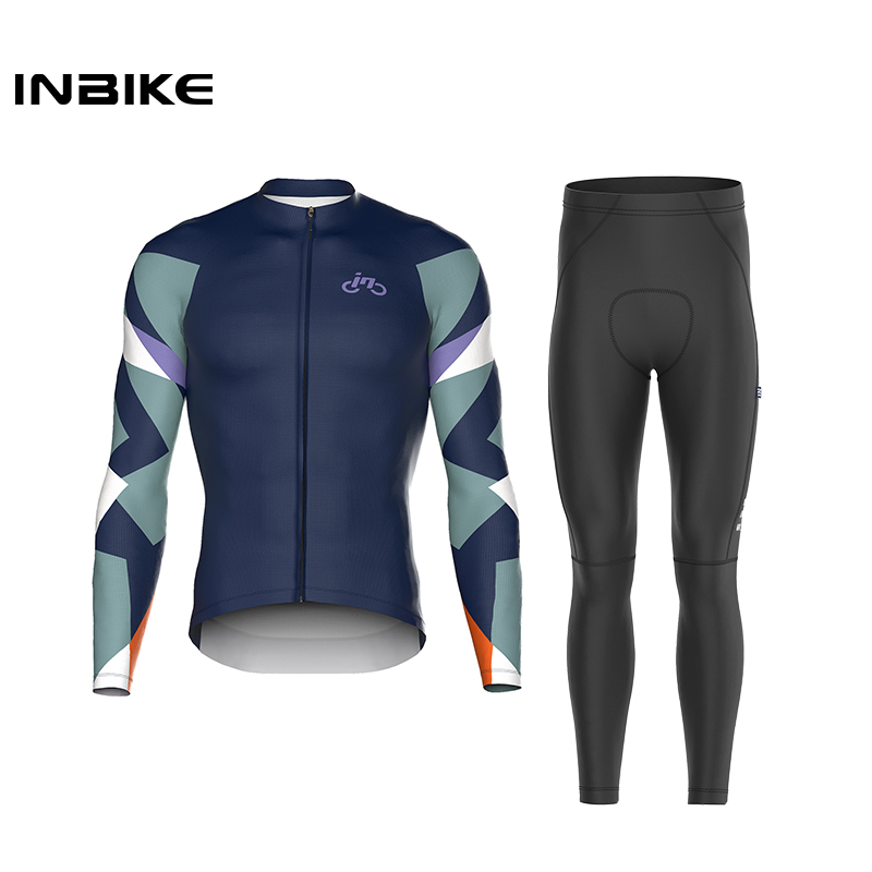 Mountain Biking Jerseys Men - INBIKE 長袖サイクリングジャージ メンズ速乾トップス プロ仕様タイトパンツ ロードマウンテンバイクサイクリングスポーツスーツ