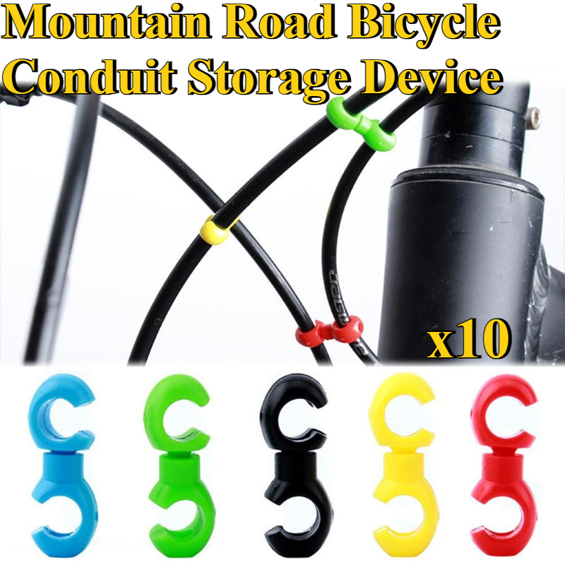 Mountain Biking Gear - 10 ピース/セットプラスチックバイククロスラインクリップ S スタイルクリップマウンテンロード自転車ブレーキギアケーブル自転車アクセサリー
