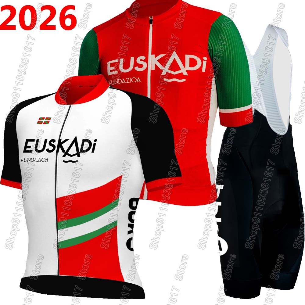 Mountain Biking Jerseys Men - Euskadi チーム 2026 サイクリングジャージセットメンズサマーキット衣類ロードバイクスーツマウンテン自転車シャツビブショーツ MTB マイヨ