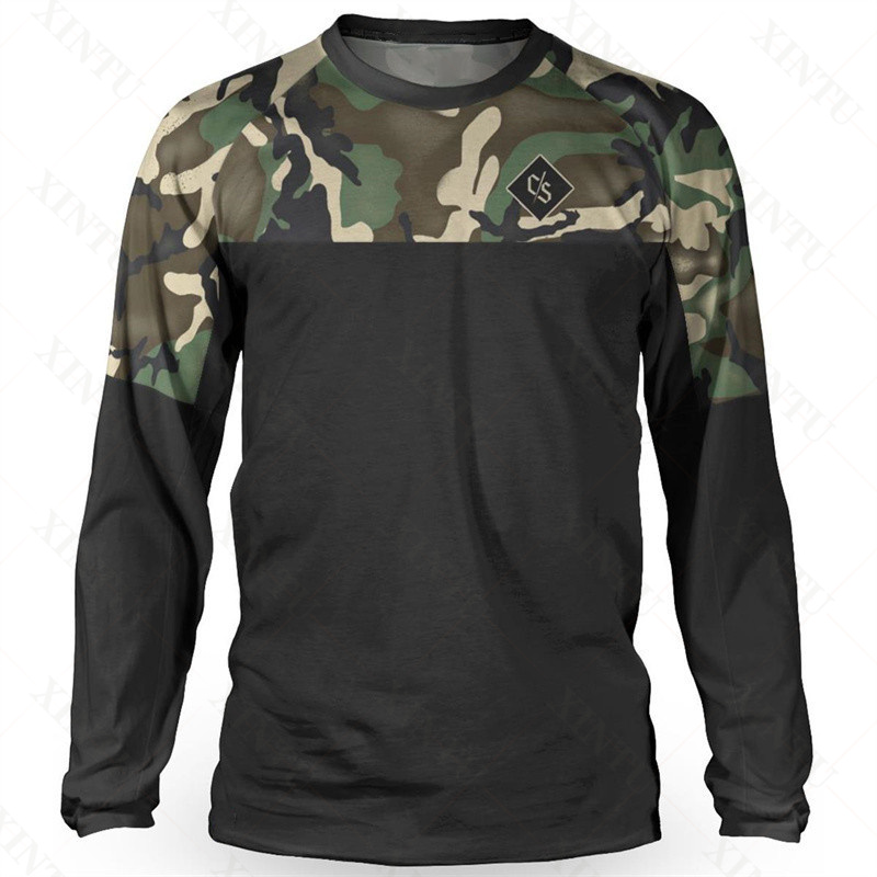 Mountain Biking Downhill - 男性用ルーズライダーTシャツ,ダウンヒルマウンテンバイクウェア,通気性,長袖