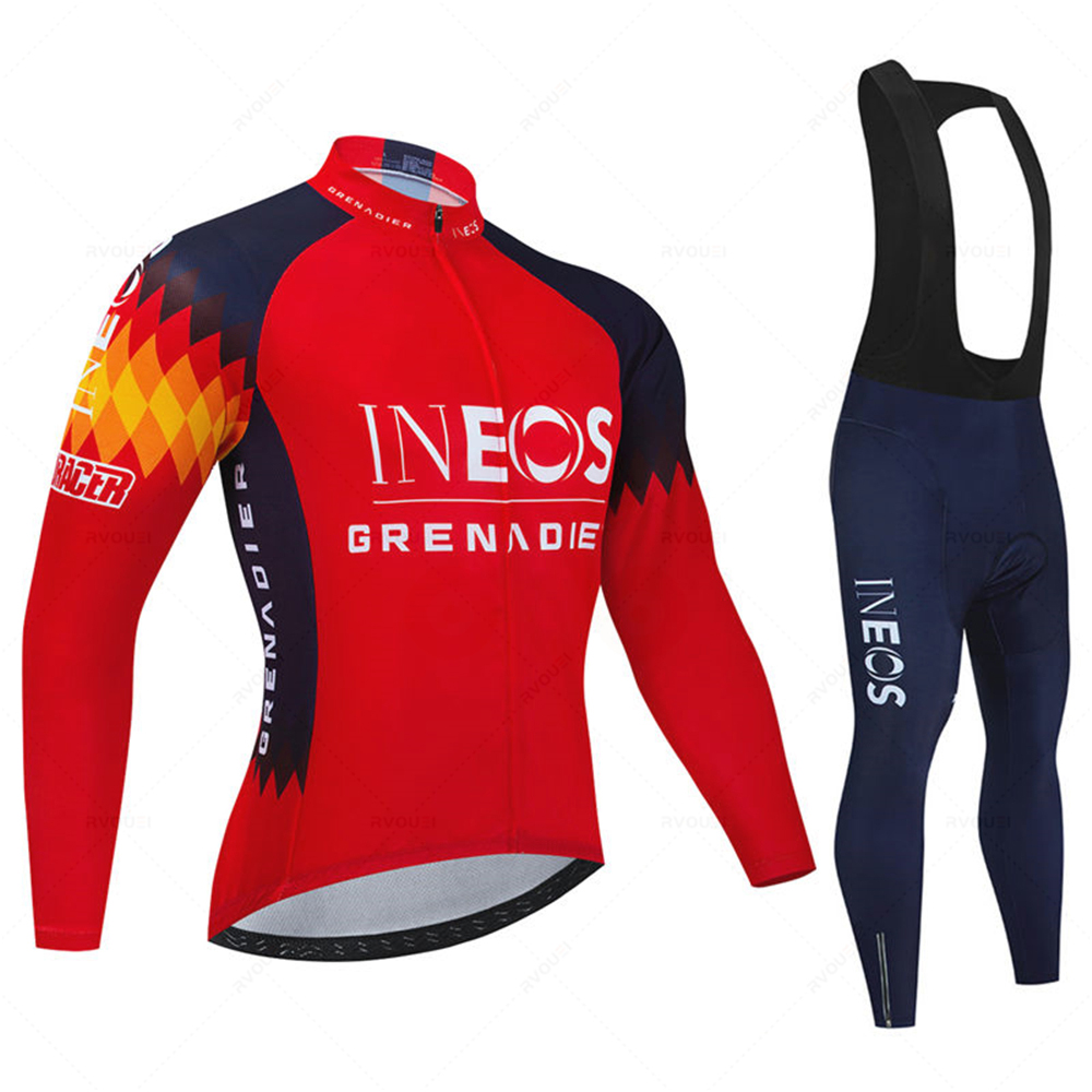 Mountain Biking Jerseys Men - Ineos チーム男性春スポーツサイクリングジャージ秋 Mtb 自転車服夏長袖トライアスロンマウンテンバイクビブパンツセット