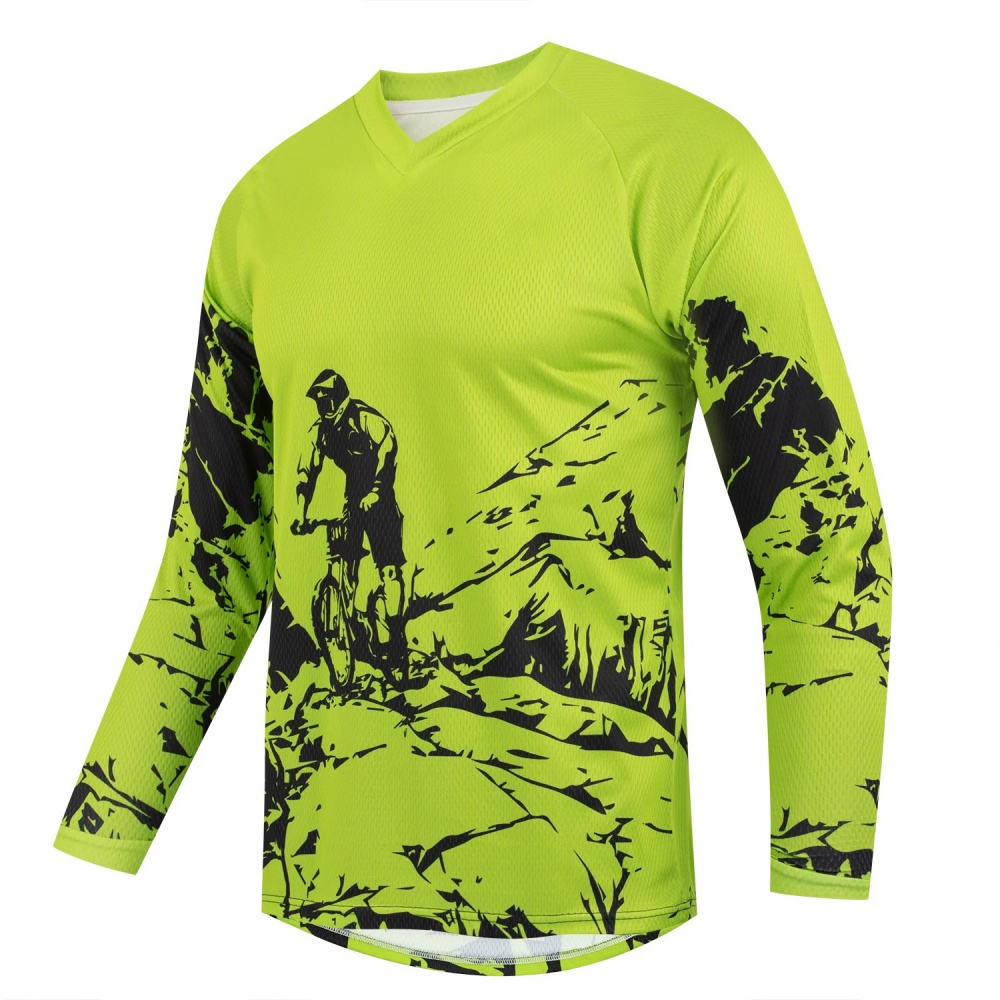 メンズアウトドアマウンテンバイクプリント長袖スポーツTシャツ - Mountain Biking Long Sleeve Shirt のレビューと価格