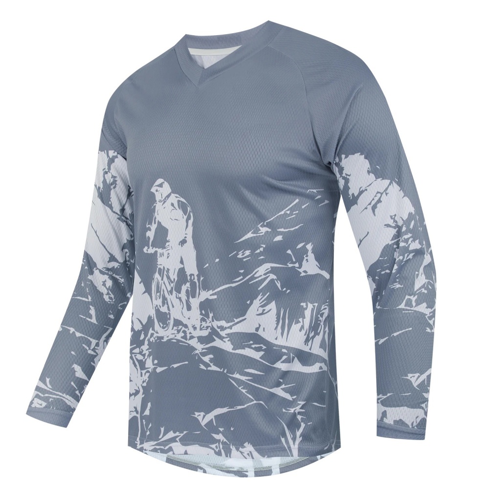 メンズアウトドアマウンテンバイクプリント長袖スポーツTシャツ - Mountain Biking Long Sleeve Shirt のレビューと価格
