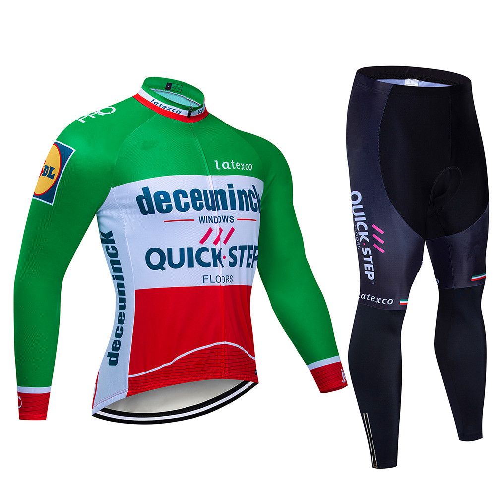 クイックステップサイクリングジャージセット,長袖,マウンテン - Mountain Biking Jerseys Men のレビューと価格